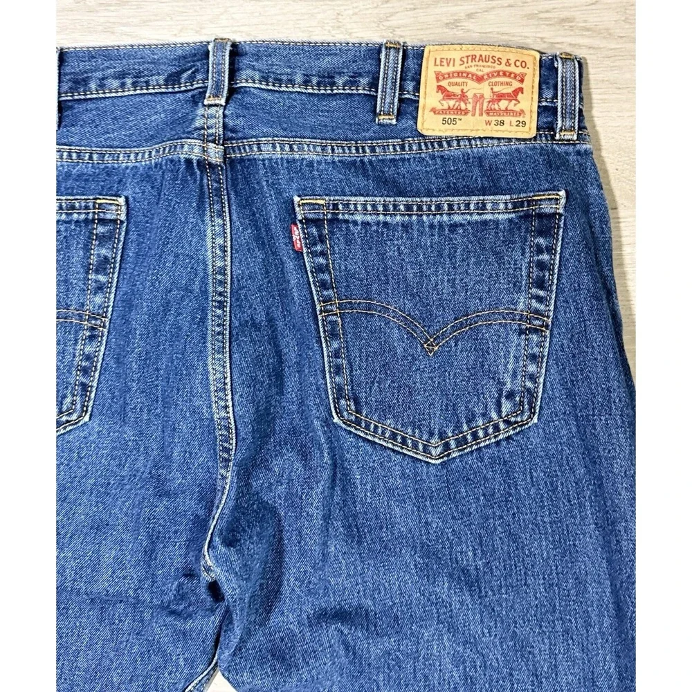 Levis 505 Straight Leg Jeans Men's 38x29 Blue Medium Wash Regular Denim Casual